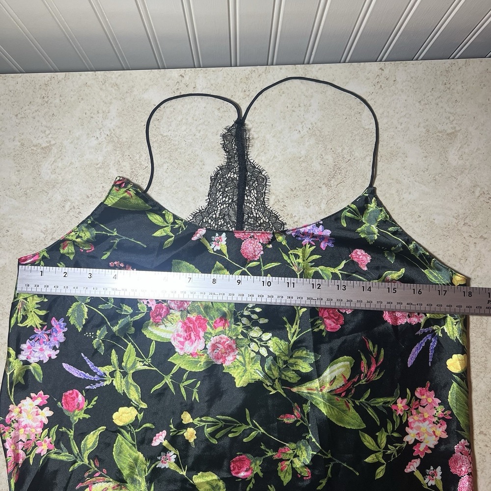 Victoria's Secret Black Floral Satin Lace Racerback Lingerie Camisole Sz Medium - Picture 8 of 10
